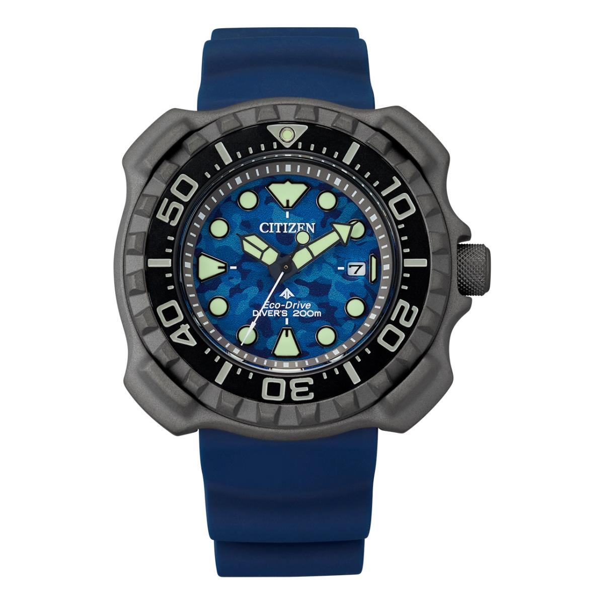 Citizen Men`s Promaster Diver Blue Dial Super Titanium Watch - BN0227-09L - Dial: Blue, Band: Blue