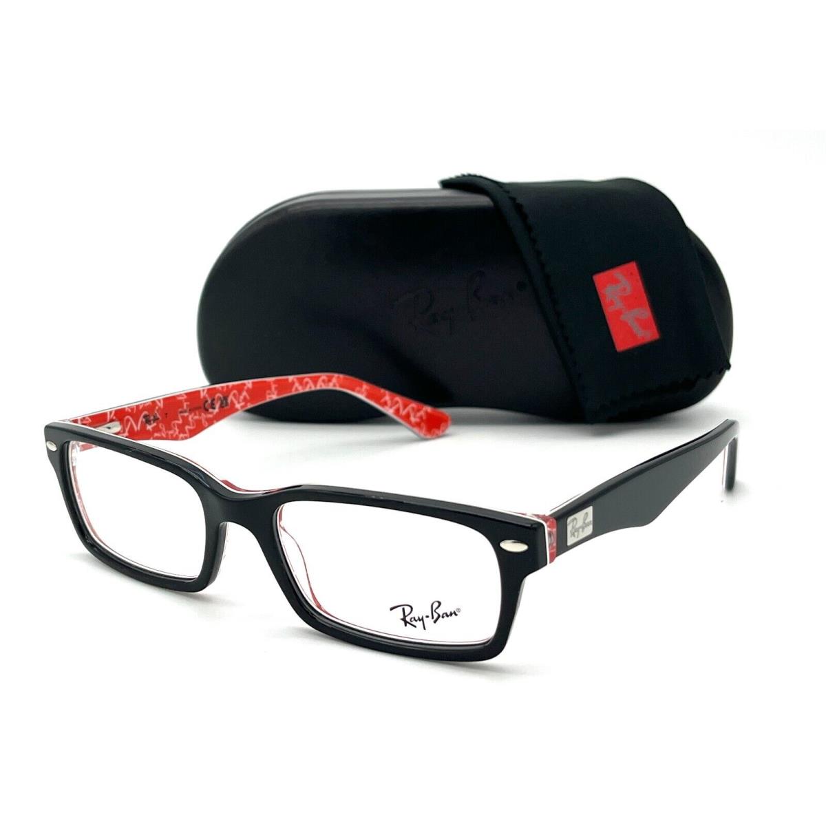 Ray Ban RX5206 2479 Black on Texture Red / Demo Lens 52mm Eyeglasses RB5206 - Frame: Black on Texture Red
