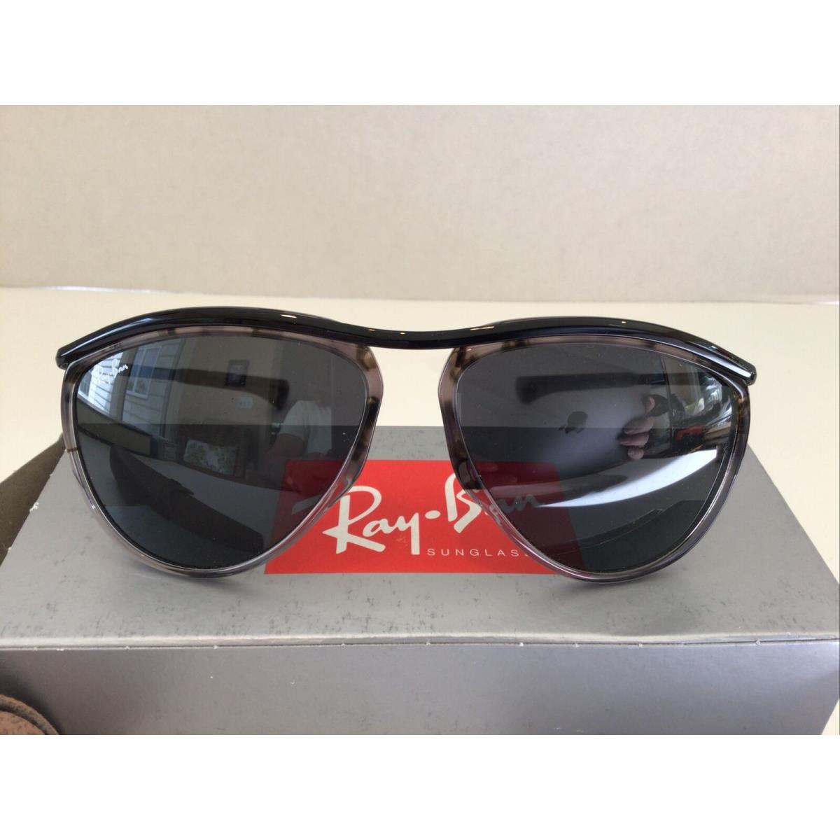 Ray Ban Tortoise Gray Olympian Unisex Aviator Glasses Black Frame W Case