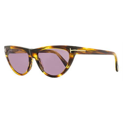 Tom Ford Cat Eye Sunglasses TF990 Amber-02 55Y Honey Havana 56mm FT0990 - Frame: Honey Havana, Lens: Violet