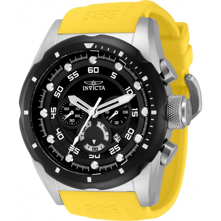 Invicta Men`s Speedway Chronograph Watch 50MM Case Black Dial Yellow Band