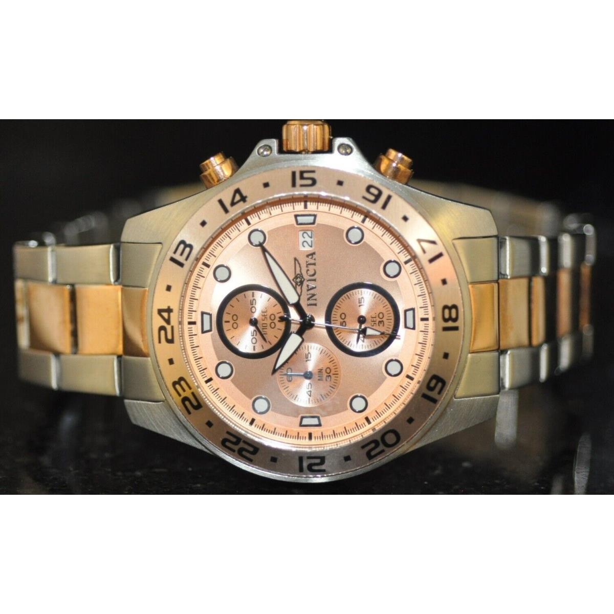 Invicta Men`s Pro Diver Chronograph Rose Gold Dial Two Tone Steel Watch 15208