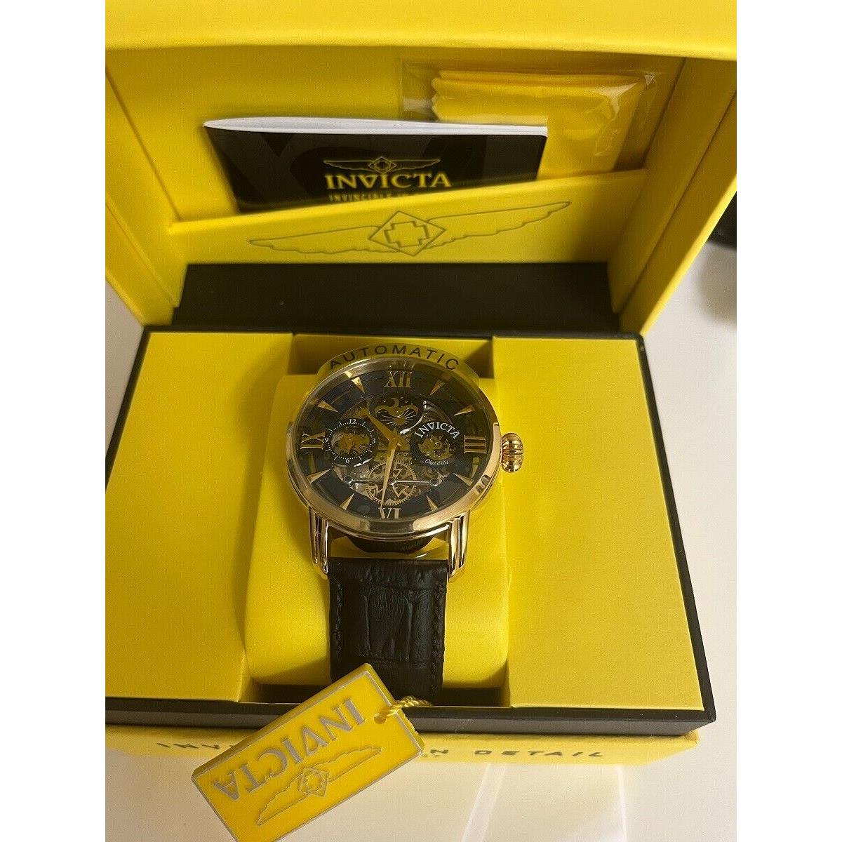 Invicta Objet D Art 22651 Automatic Skeleton Day/night Yellow Gold Tone Watch