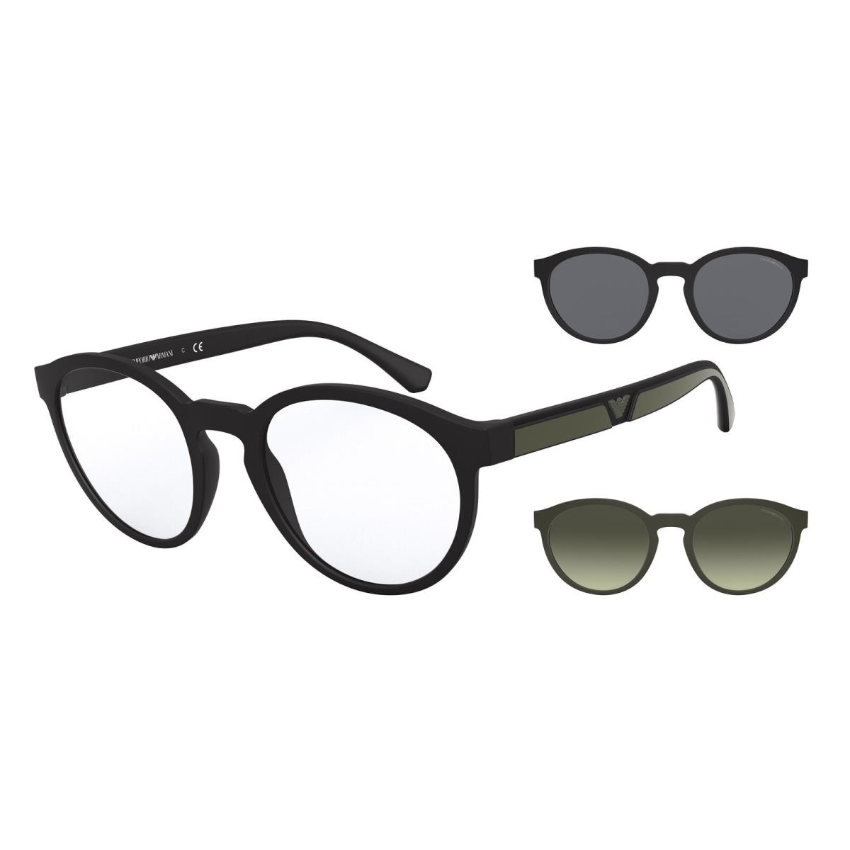 Emporio Armani EA4152 50421W Matte Black Clear 52 mm Men`s Sunglasses