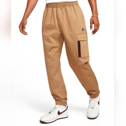 Nike Sportswear Utility Woven Pants Joggers Men`s Small S Beige Black FB2191 258