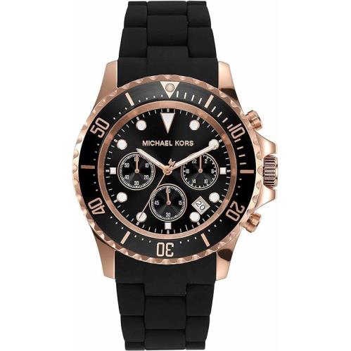 Michael Kors Everest Chronograph Black Silicone Mens Watch MK9055