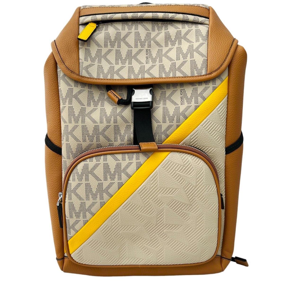 Michael Kors Cooper Sport Chino MK Logo Pvc Leather Large Flap Pocket Backpack