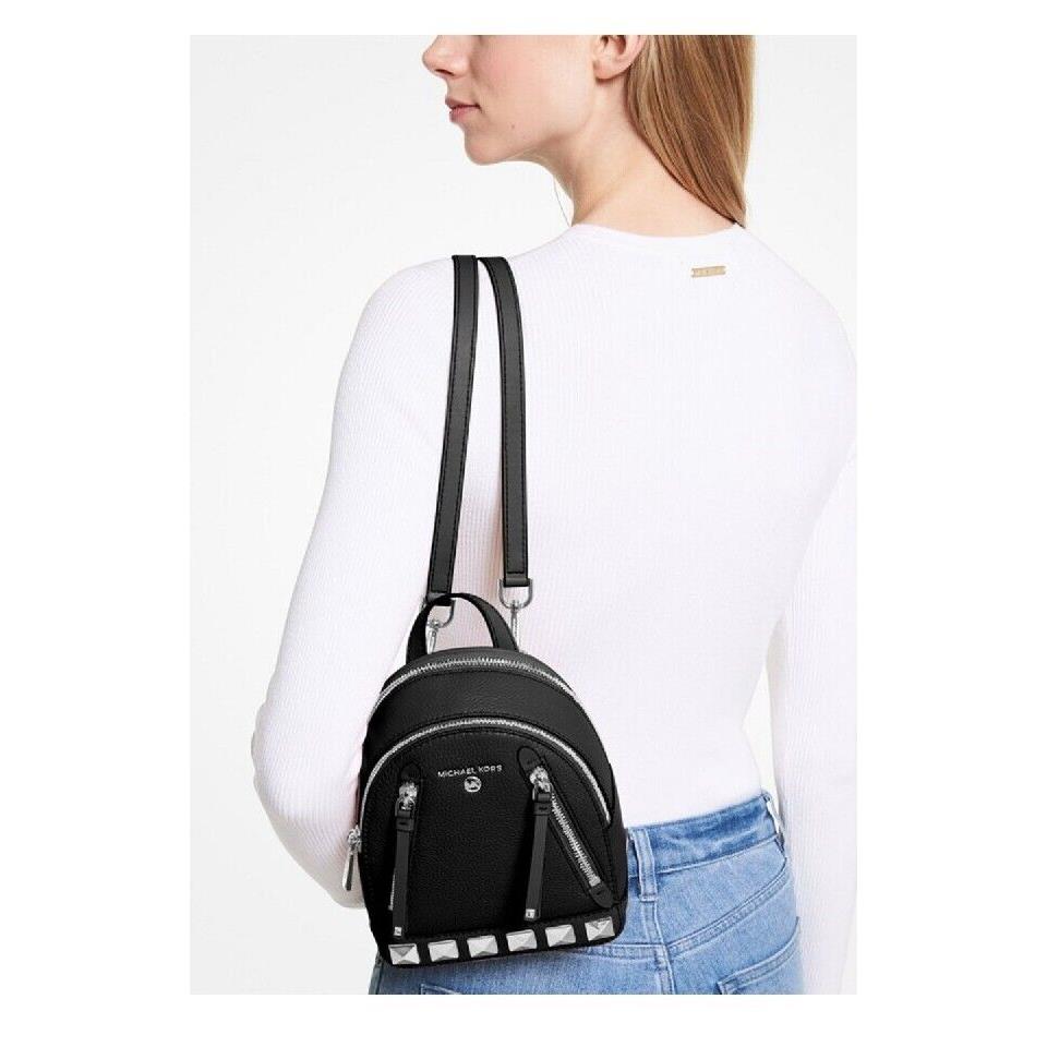 Michael Kors Mini Brooklyn Studded Leather Black Backpack Convertible + Dust Bag