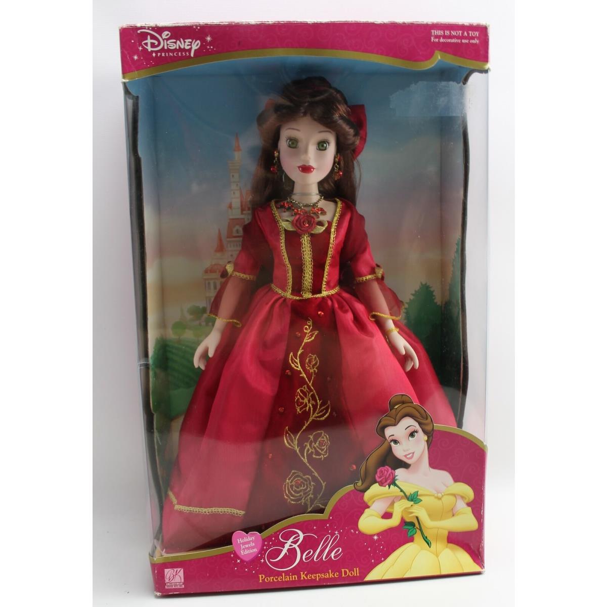 Disney Princess Belle Porcelain Keepsake Doll 16 Holiday Jewels Edition