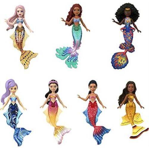 Mattel Disney The Little Mermaid Ariel and Sisters Small Doll Set with 7 Mermaid Dolls