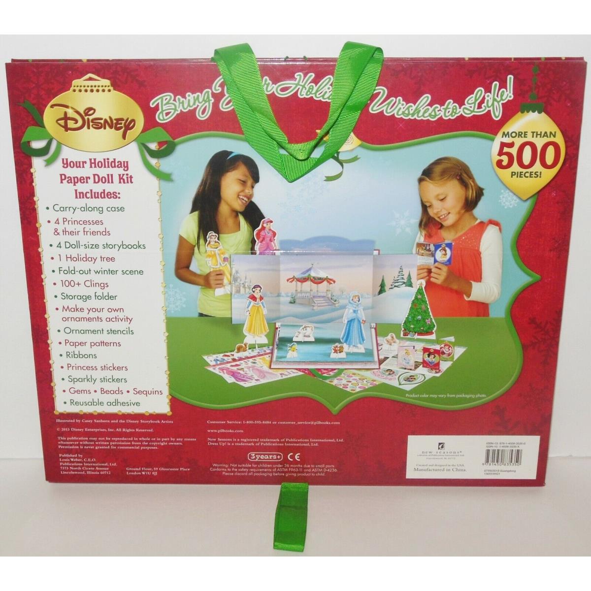 New: Disney Princess Holiday Paper Doll Kit .. 500+ Pieces .. Christmas