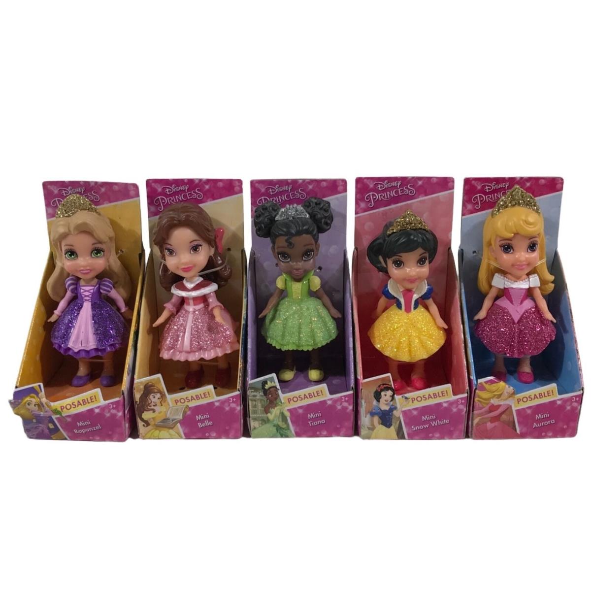 Disney Princess Mini Figurines Set 5 Posable Dolls Cinderella Belle Ariel Tiana