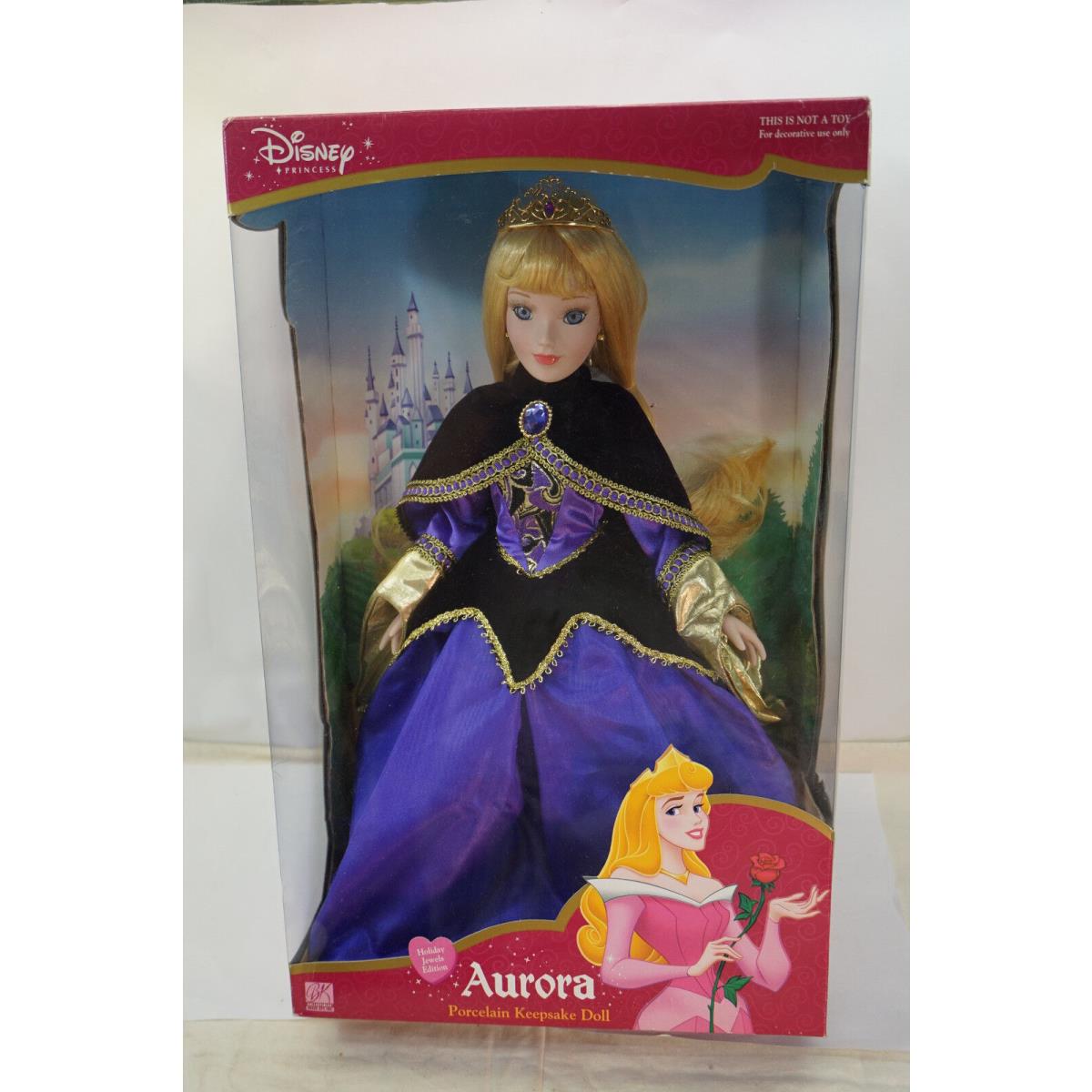 Disney Princess Doll Sleeping Beauty Aurora Brass Key 16in Tall Jewel Mib Nrfb