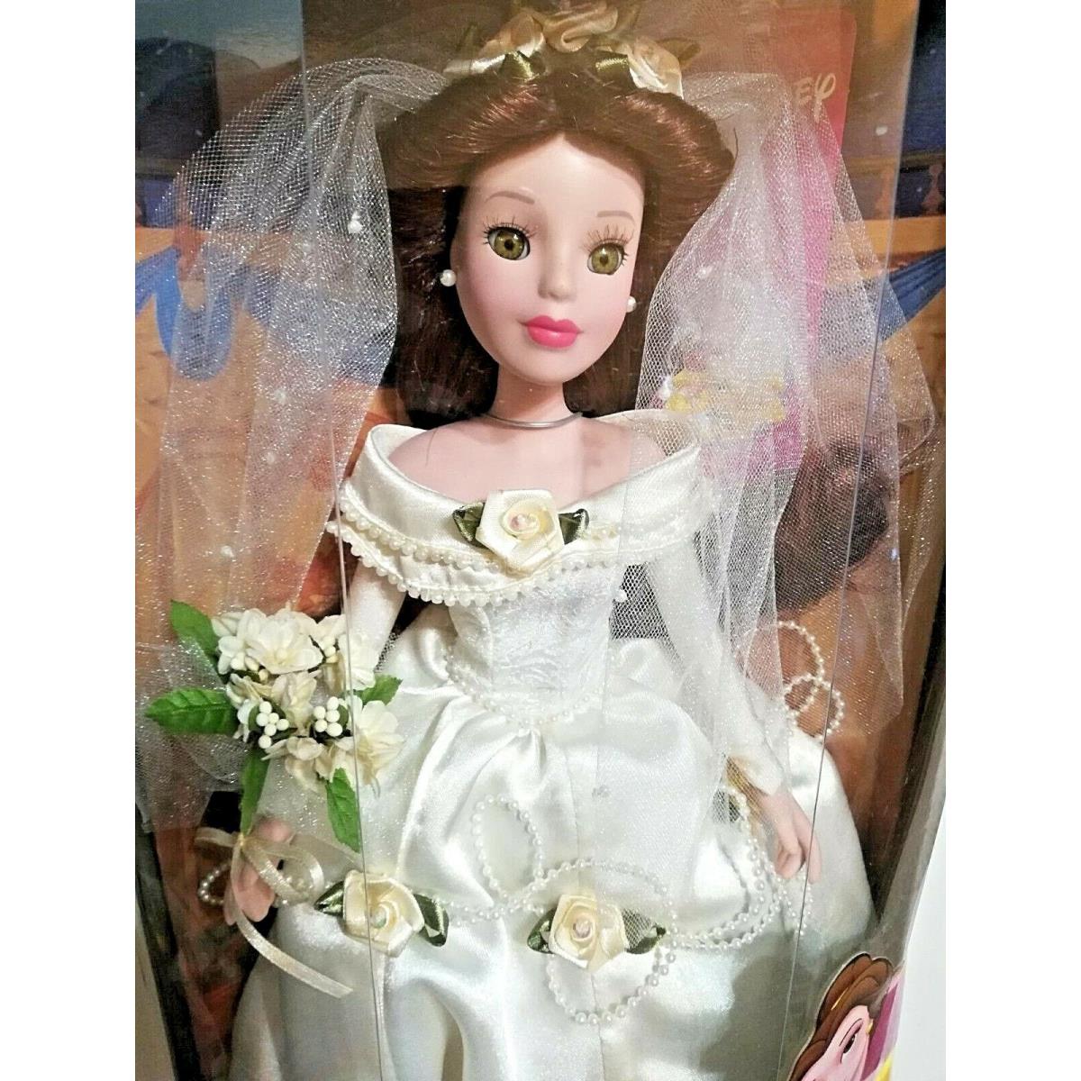 Beauty and Beast Belle Wedding Dress Day Disney Porcelain Doll Vintage 2002