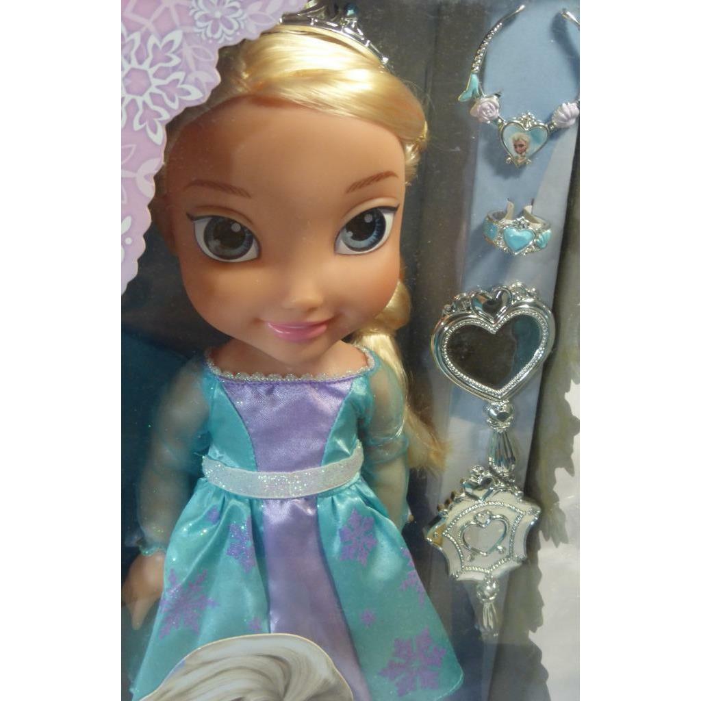 My First Disney Toddler Frozen Elsa 14 Doll Brush Necklace Tiara Dress