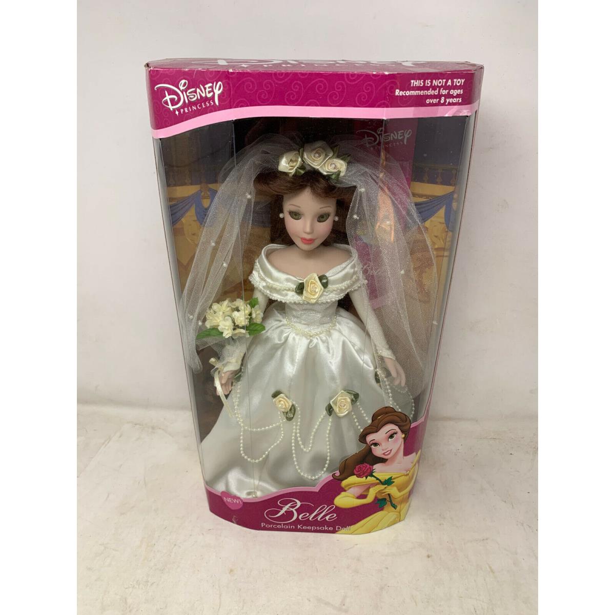 Belle Beauty Beast Disney Porcelain Doll Wedding Brass Key 2002