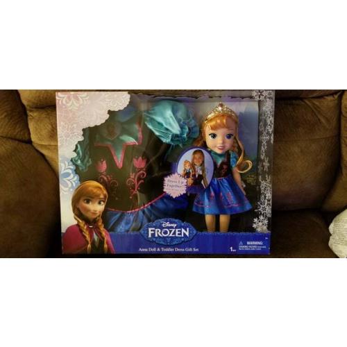 Disney Frozen Anna Doll Toddler Dress Gift Set Dress Fits Sizes 2 4 T