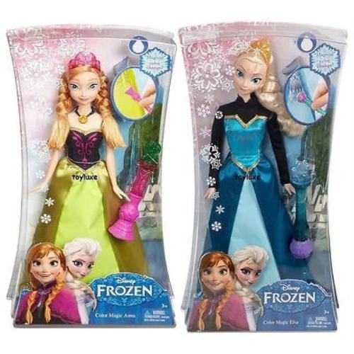 Disney Frozen Anna Elsa Dolls 12 Color Magic Magical Change Dress Set Wands