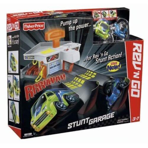 Fisher Price Rev N Go Stunt Garage Playset 2 Cars Launcher