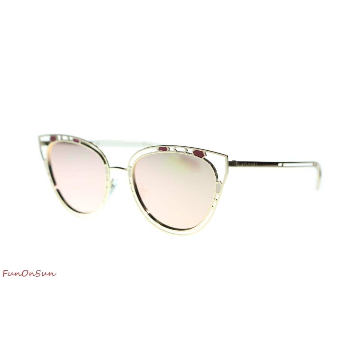 Bvlgari Cat Eye Sunglasses BV6104 20144Z Pink Gold/grey Mirror Rose Gold Lens