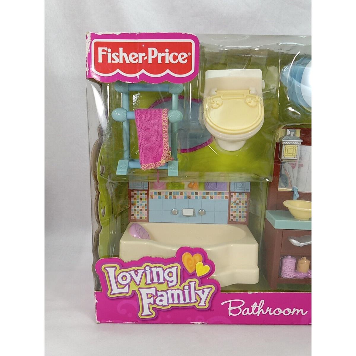 Fisher-price Loving Family Bathroom Set Kids Dollhouse Toy Vanity Tub Toilet
