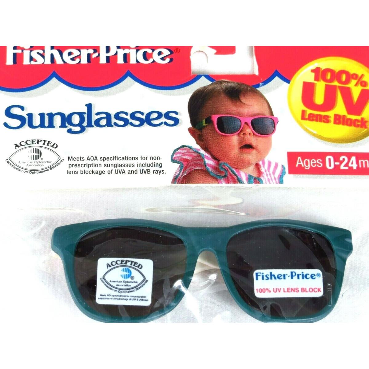 Vintage Fisher Price Sunglasses Baby Toddler UV Lens Green Rubber Frame 1994