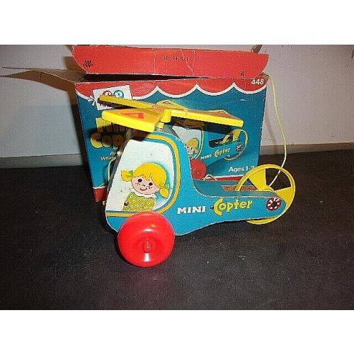 Vintage 1970 Fisher-price Toys Mini Copter Pull Toy