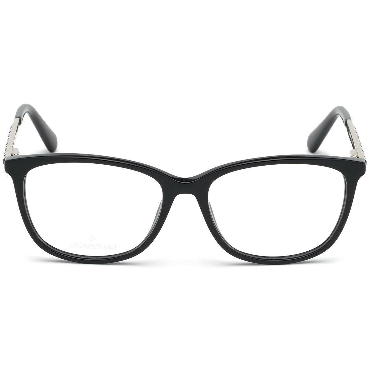 Swarovski SW 5308-F 001 Black Plastic Eyeglasses Asian Fit 53-15-140 SW5308F