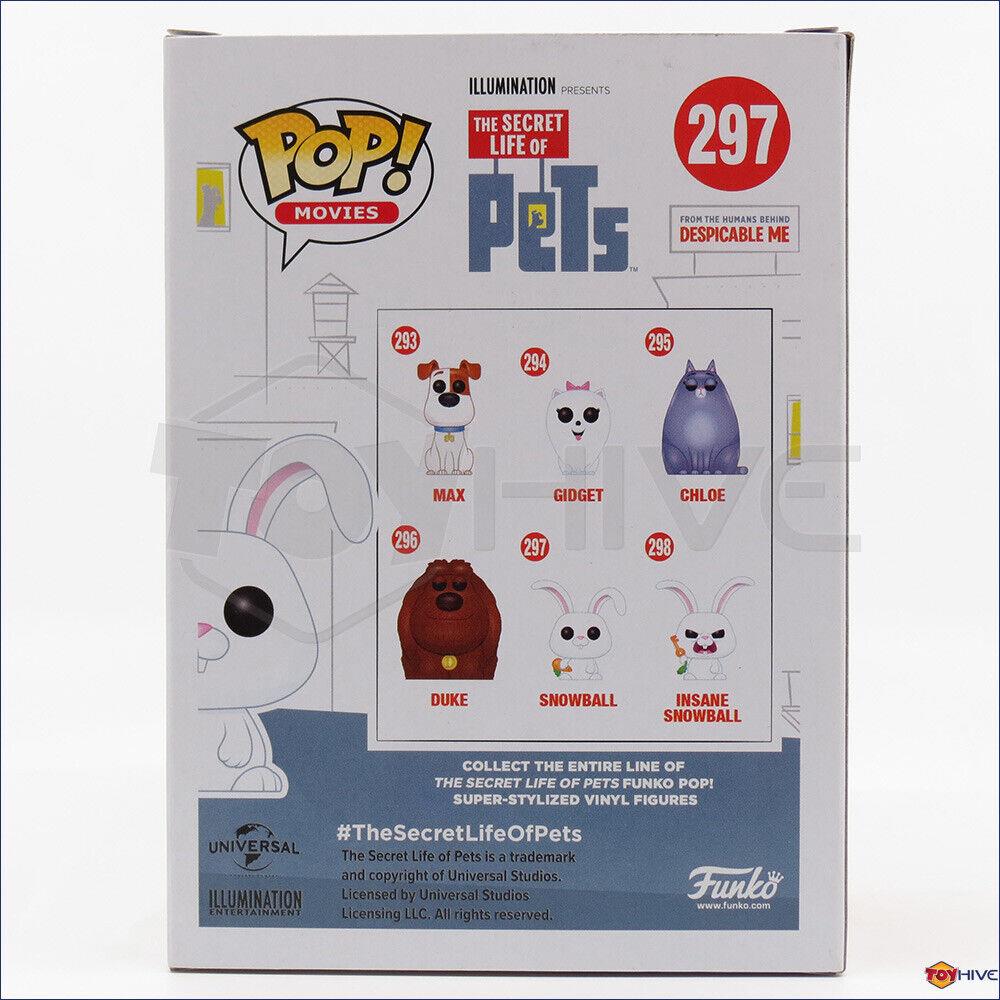 Funko Pop Movies The Secret Life of Pets Snowball 297 Vinyl Dog Figure