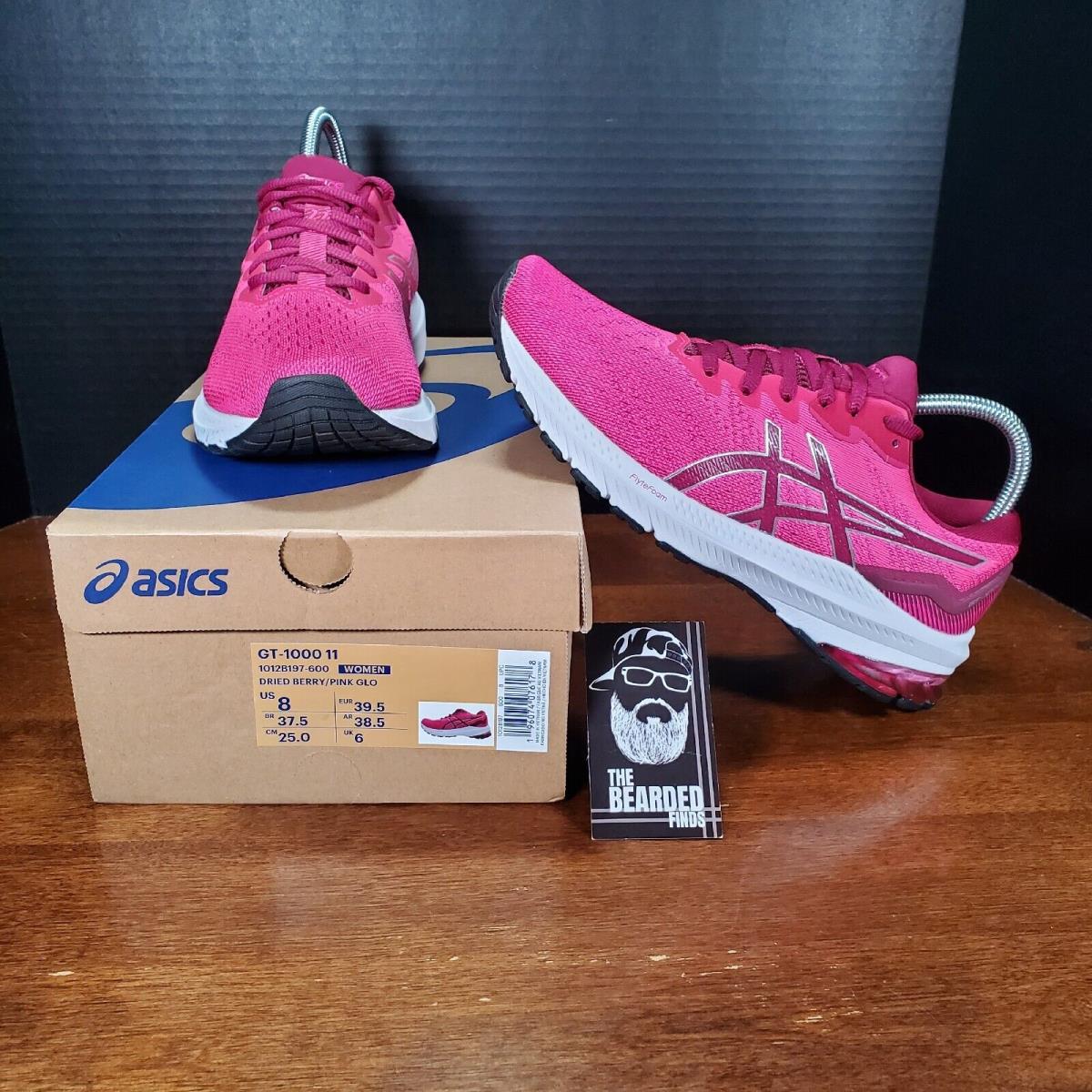 Asics Womens GT-1000 11 Running Shoe Sneaker - Size 8 - Dried Berry/pink Glo