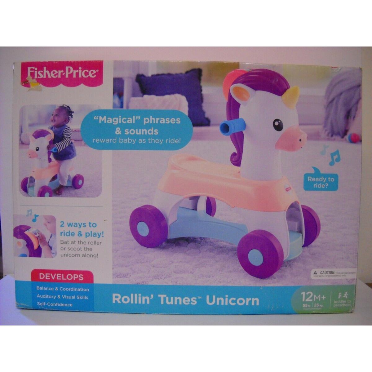 Fisher-price Rollin` Tunes Unicorn Toddler Ride-on w/ Music Phrases Sounds