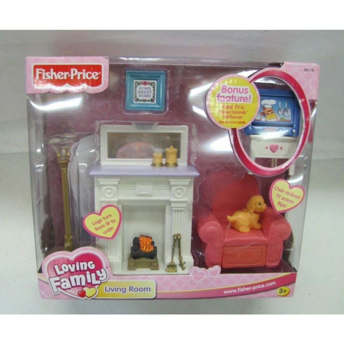 Fisher Price Loving Dollhouse Living Room Sweet Sounds TV Fireplace 2003
