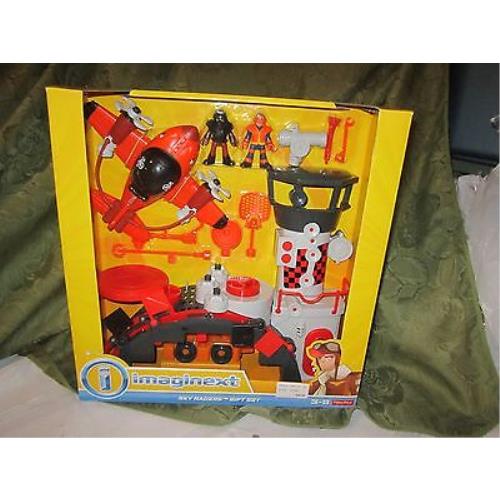 Fisher Price Imaginext Sky Racers Gift Set Airport Airplane Pilot Tiger Jet