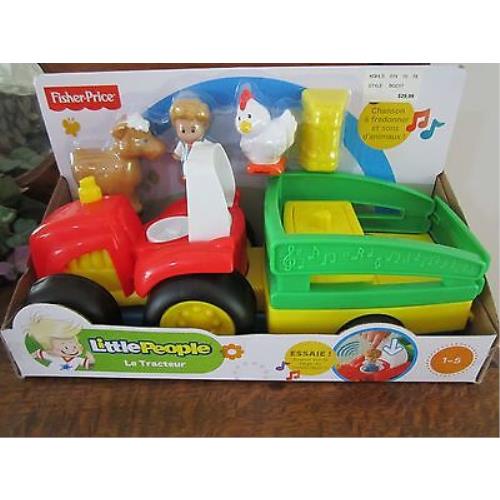 Fisher Price Little People Tow `n Pull Tractor Sounds Farmer Eddie Cow Chick