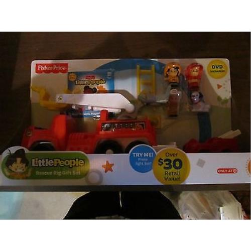 Fisher Price Little People Rescue Rig Fire Engine Gift Set Fireman Dog Truck Toy