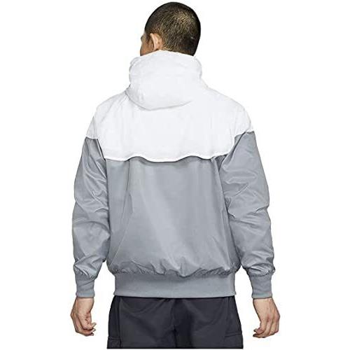 Nike Sportswear Windrunner AT5270-084 Men`s Smoke Gray/white Hooded Jacket JR32