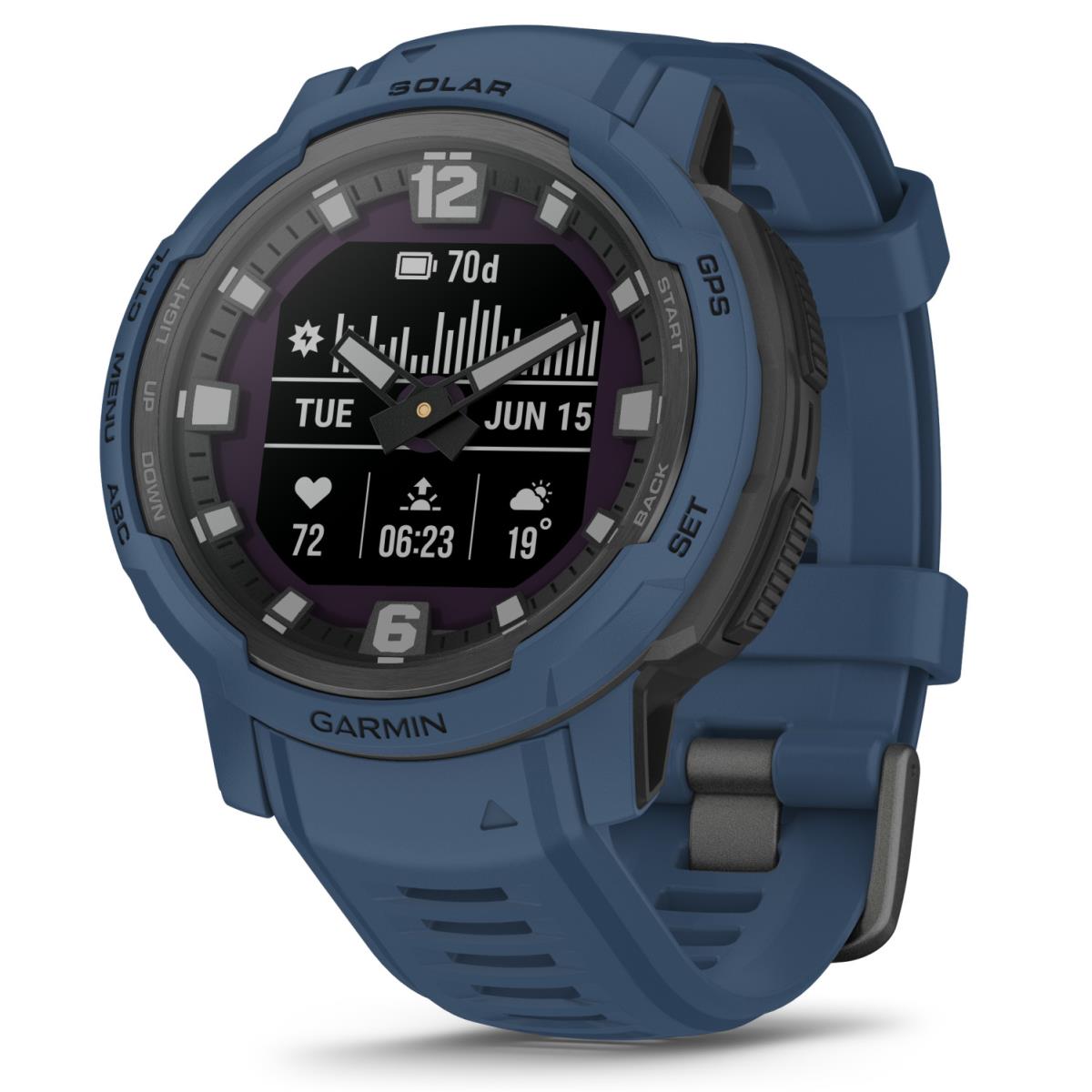 Garmin Instinct Crossover Solar Hybrid Rugged Smartwatch Tidal Blue