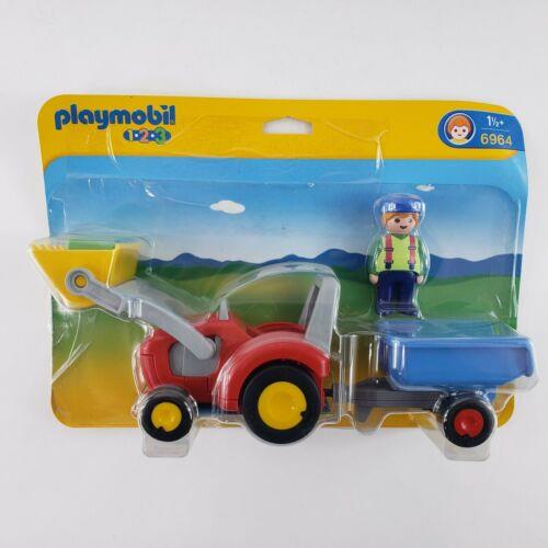 Playmobil 1.2.3 Tractor with Trailer 6964 Minifigure Vehicle Rare Usa