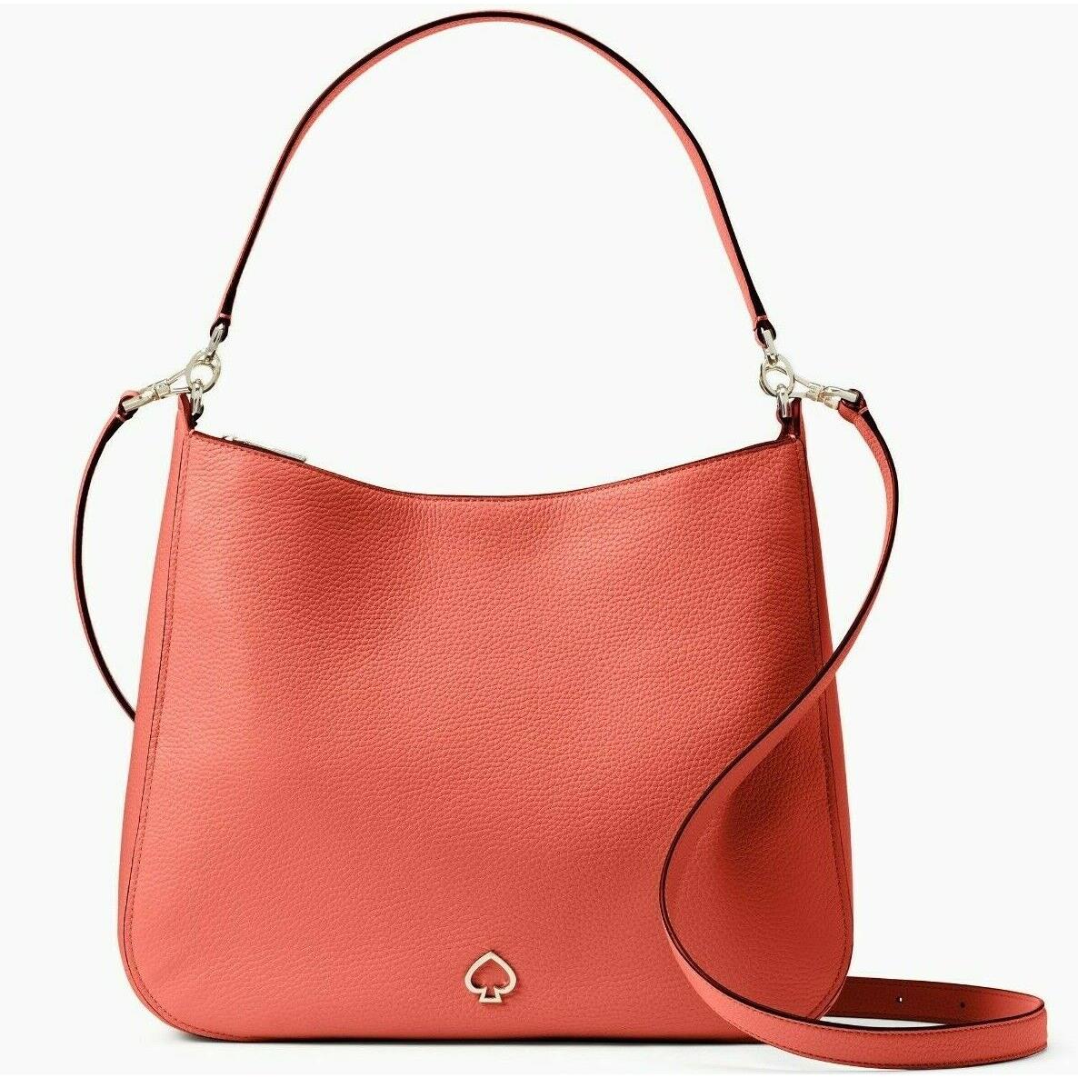 Kate Spade Kailee Coral Red Leather Shoulder Bag Hobo WKRU6486 Y