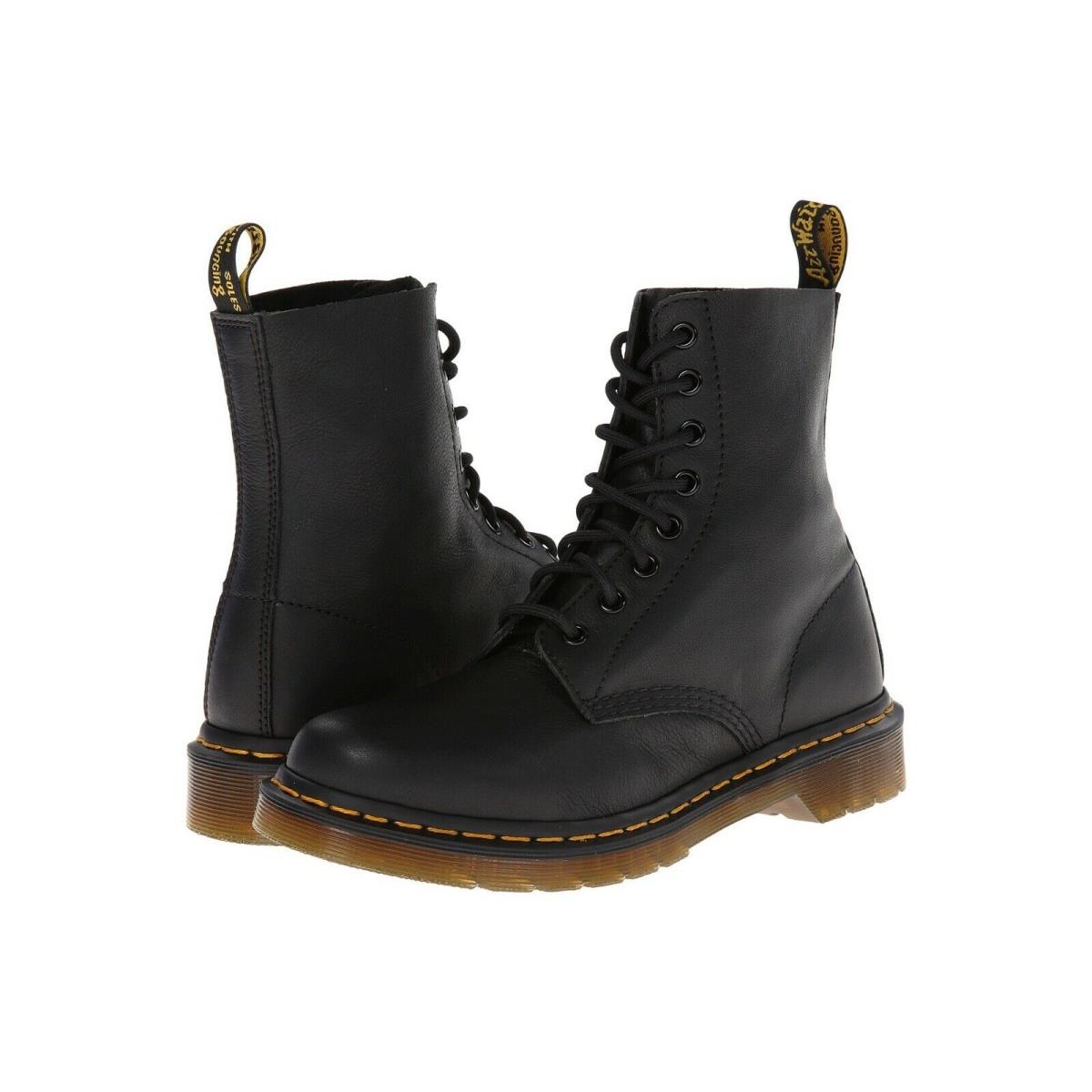 Women`s Shoes Dr. Martens Pascal 8 Eye Leather Boots 13512006 Black Virginia - Black