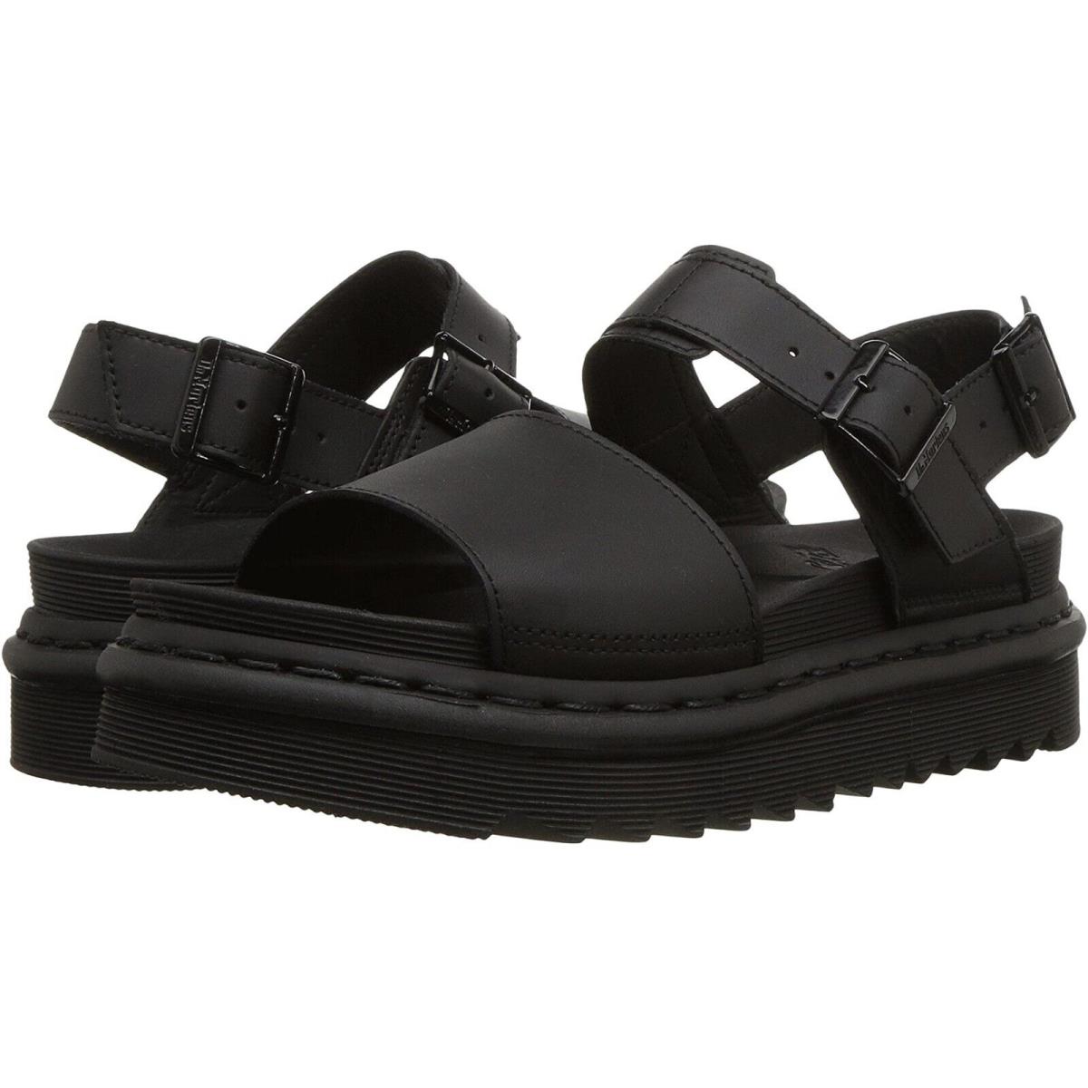 Women`s Shoes Dr. Martens Voss Leather Strap Platform Sandals 23802001-BLK - Black