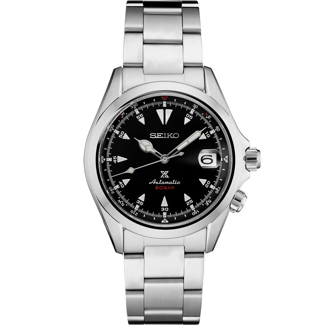 Seiko Prospex Alpinist Black Dial Stainless Steel Bracelet Men`s Watch SPB117 - Dial: Black, Band: Silver, Bezel: Silver