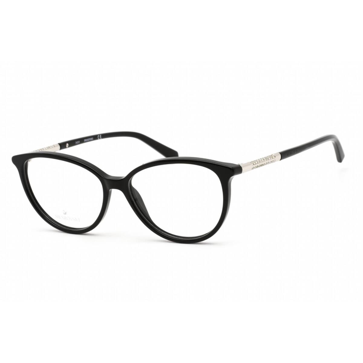 Swarovski Women`s Eyeglasses Shiny Black Oval Plastic Full-rim Frame SK5385 001