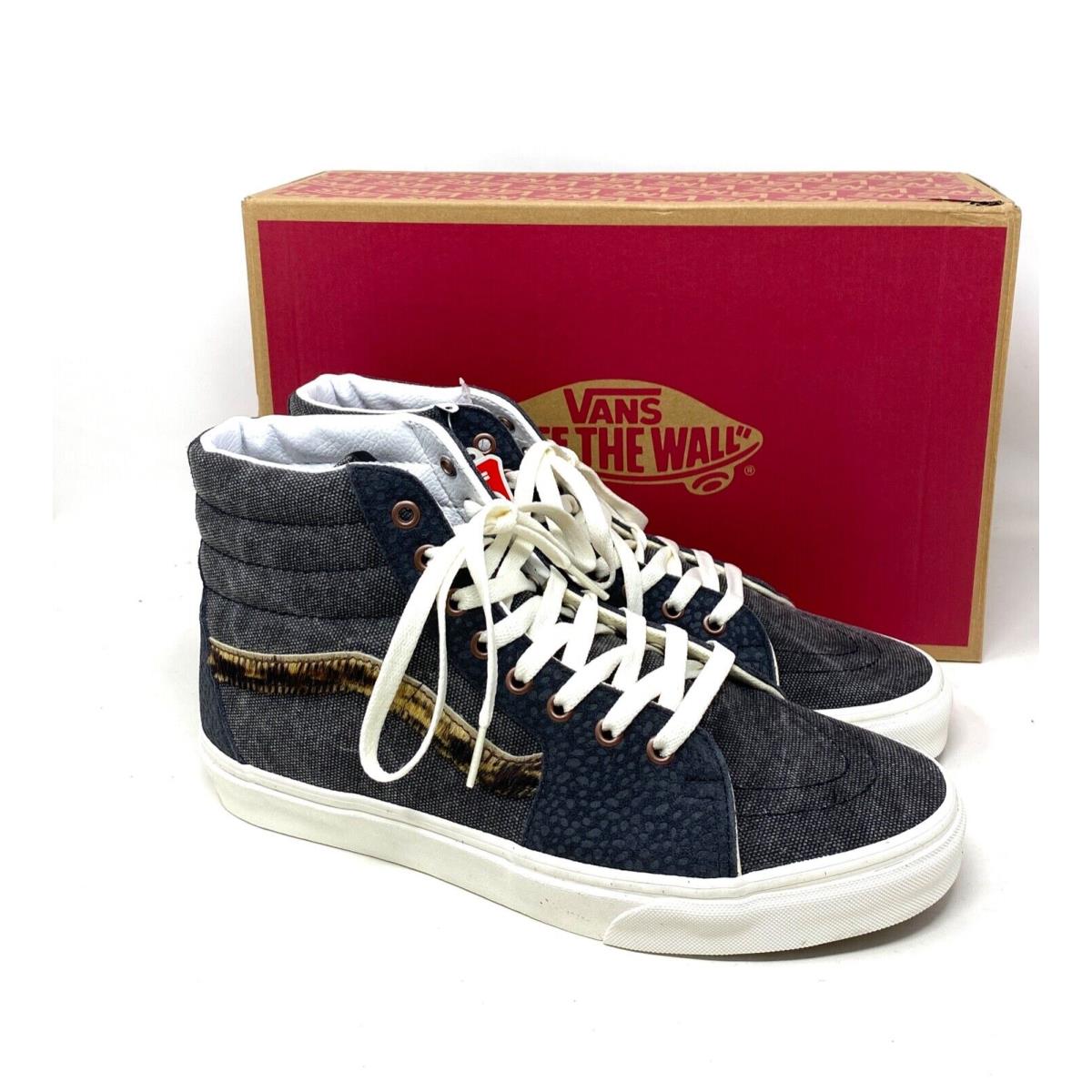 Vans Sk8-Hi Shoes High Top Gray Leather Canvas Men s Size Casual VN0A5JMJ1O7