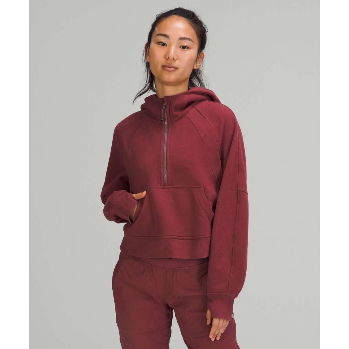 Lululemon Scuba 1/2 Zip Hoodie Oversized Cropped Maroon M/l