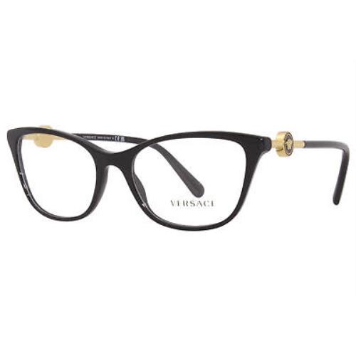 Versace 3293 GB1 Eyeglasses Frame Women`s Black Full Rim Cat Eye 55mm