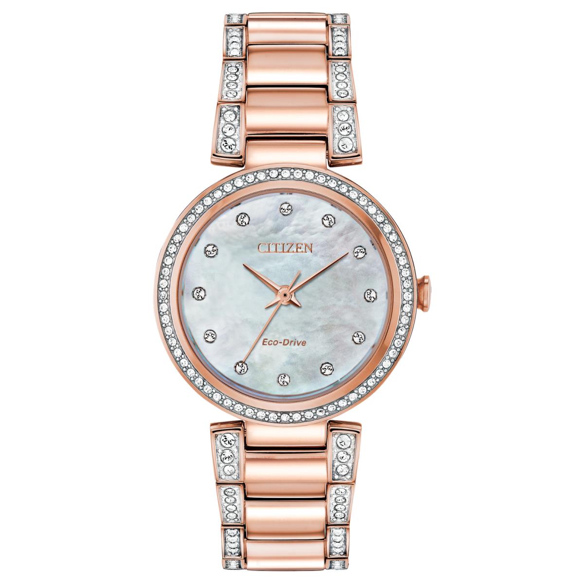 Citizen Eco Drive Women`s Silhouette Crystal Pink Gold Watch EM0843-51D