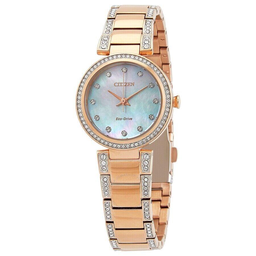 Citizen EM0843-51D Silhouette Eco-drive Mop Glitz Dial Rose Gold Womens Watch