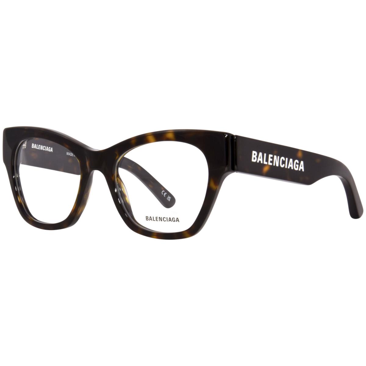 Balenciaga BB0263O 002 Eyeglasses Women`s Havana Full Rim Square Shape 52mm