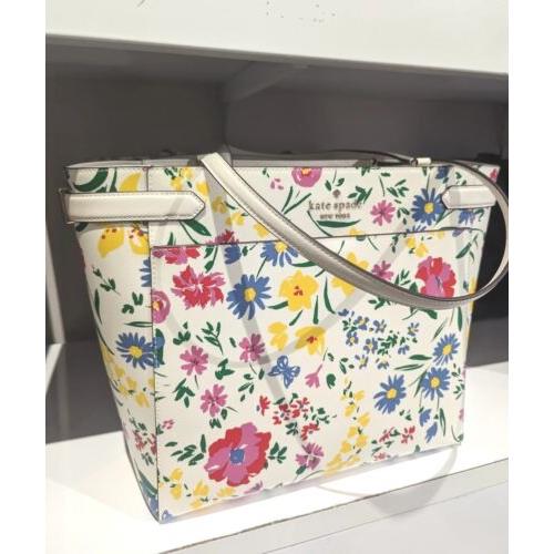 Kate Spade Staci Laptop Tote Shoulder Bag Garden Bouquet Floral Cream Multi